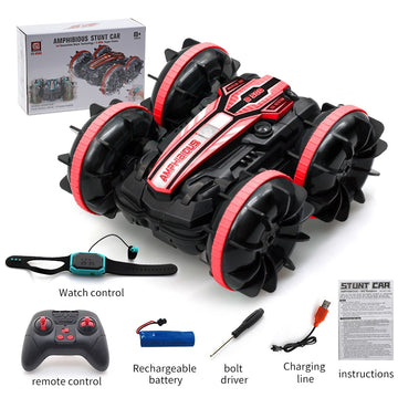 Boys Double-sided Flip Remote Control Amphibious Stunt Car